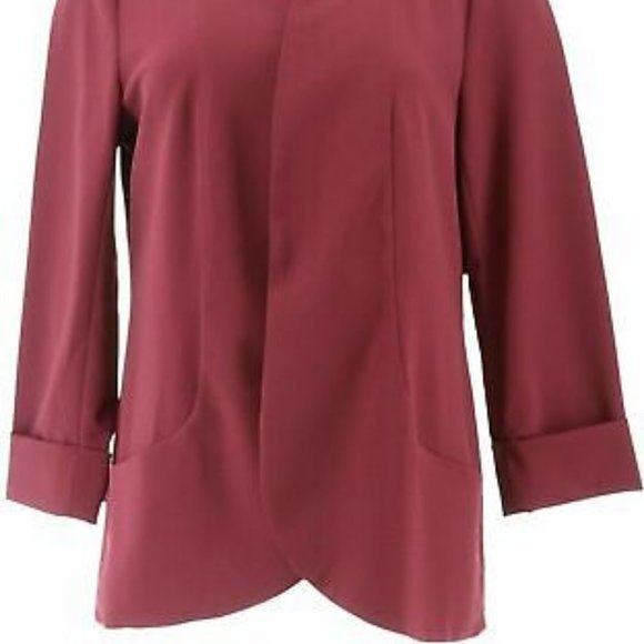 NWT H BY HALSTON CREPE 3/4 SLEEVE OPEN FRONT JACKET 10 - Picture 2 of 5